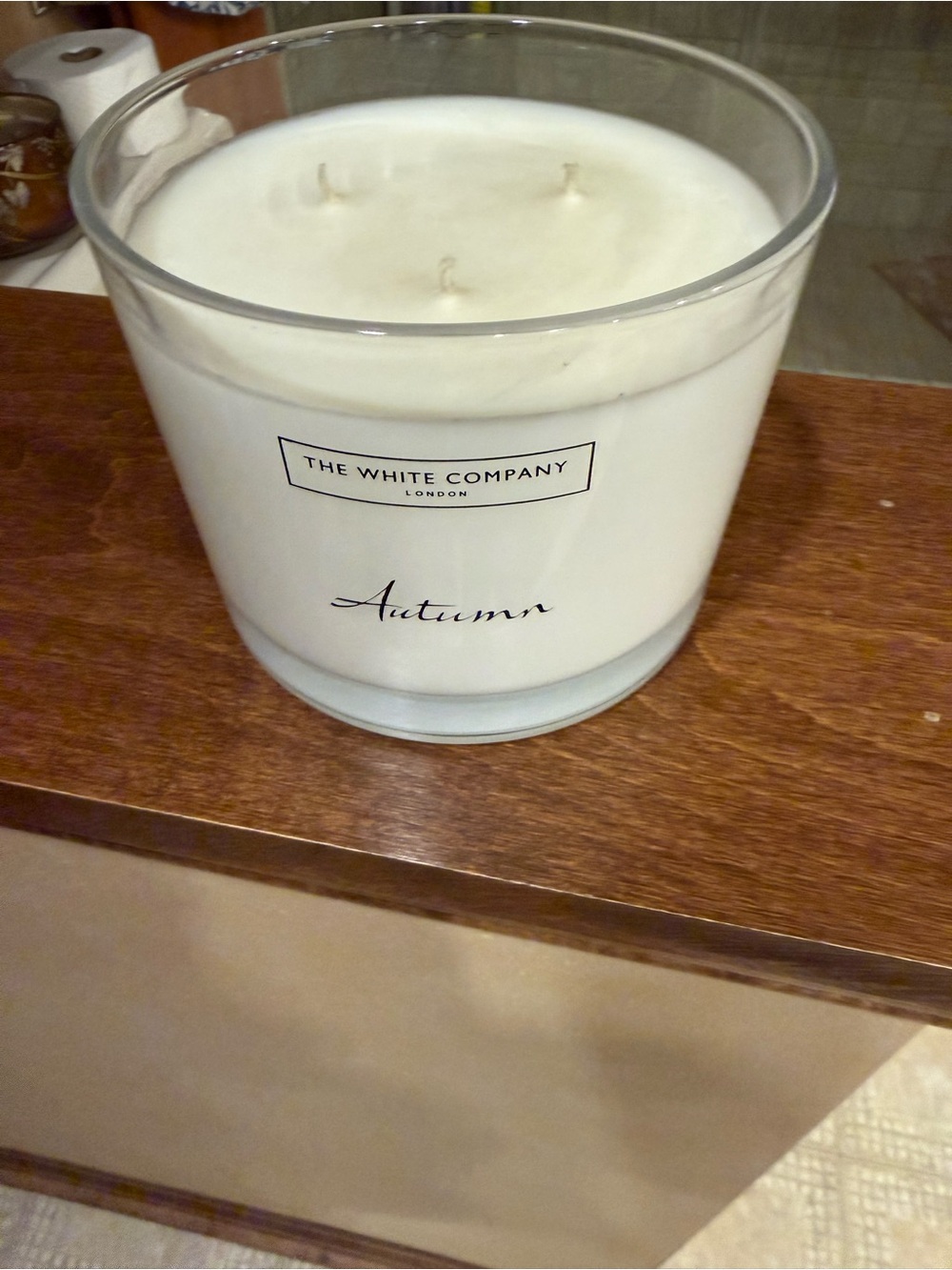 The White Company Three-Wick Autumn Scented Candle - White Glass